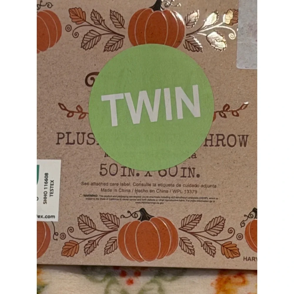 Harvest Goose RJ 1916 Plush Throw Blanket Fall Pumpkin Sunflower Twin 50x60